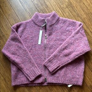 Cozy Pink Zip-Up Sweater